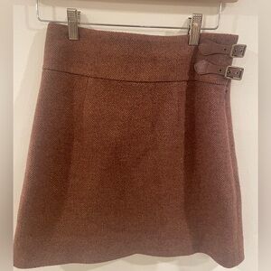 Ralph Lauren Blue Label Mini Herringbone Skirt with Leather Buckles